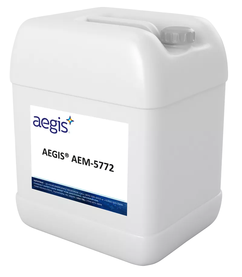 Large white plastic jerricans container with label of aegis AEM-5772AEM-5772