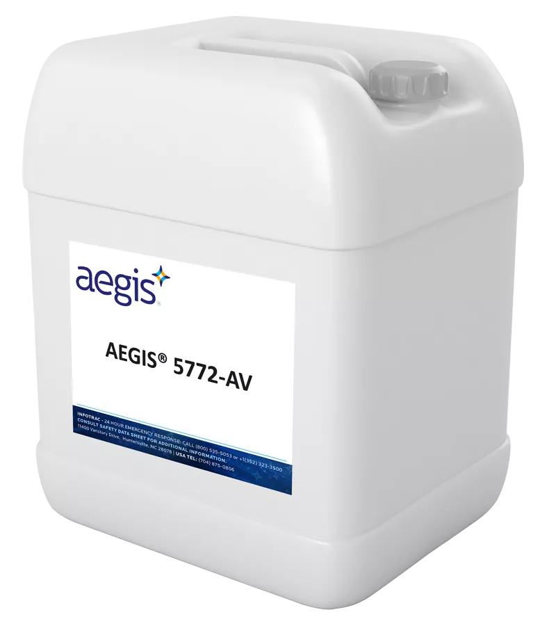 Large white plastic jerricans container with label of aegis 5772-AVAEGIS 5772-AV®